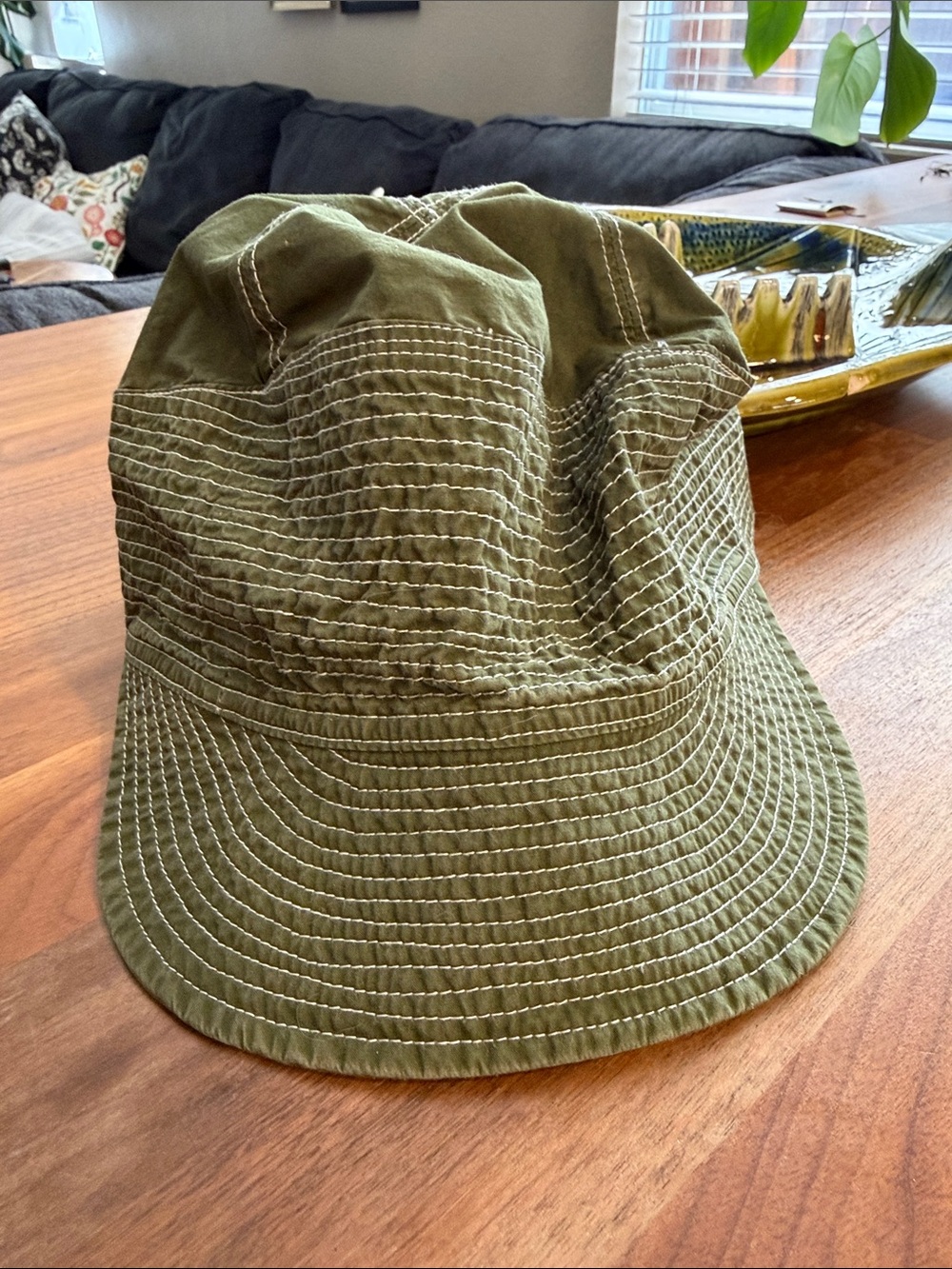 Ralph Lauren Olive Quilted Stitch Bucket Hat